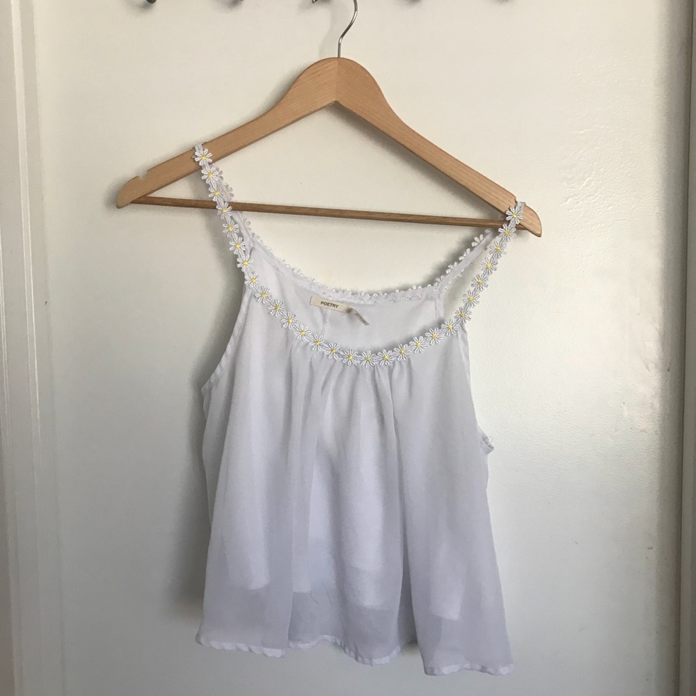Sunflower Flowy White Tank Top